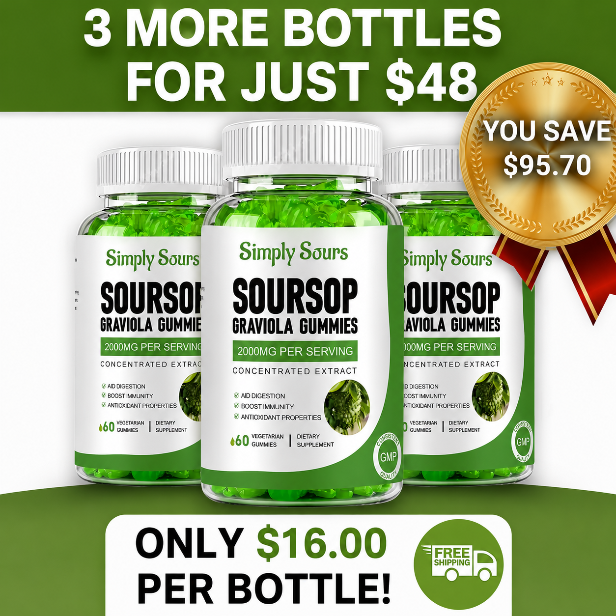 3 Bottles Soursop Gummies