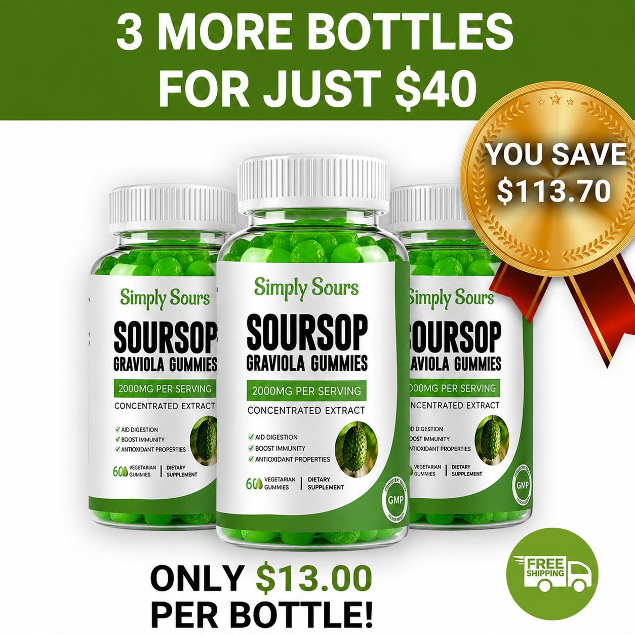 3 Bottles Soursop Gummies – Last Chance